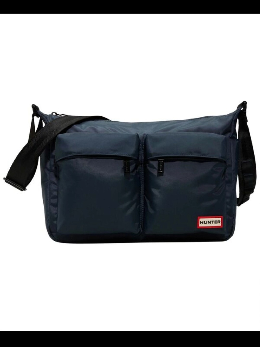 Hunter Navy and Black Messenger Bag with Dual Front Pockets